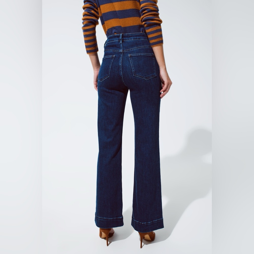 190. Marine Flare Jeans with Button Detailing - Picture 6 of 11